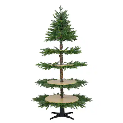 Front. Gymax - Gymax 6.4 FT Rotating Christmas Tree w/ 280 Branch Tips 220 LED Lights Electric Stand - Green.