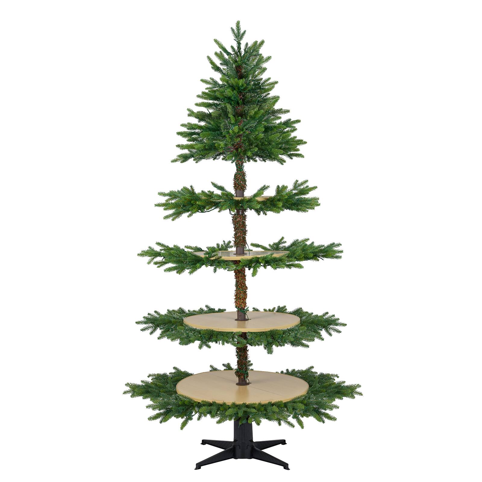 Gymax - 6.4 FT Rotating Christmas Tree w/ 280 Branch Tips 220 LED Lights Electric Stand - Green