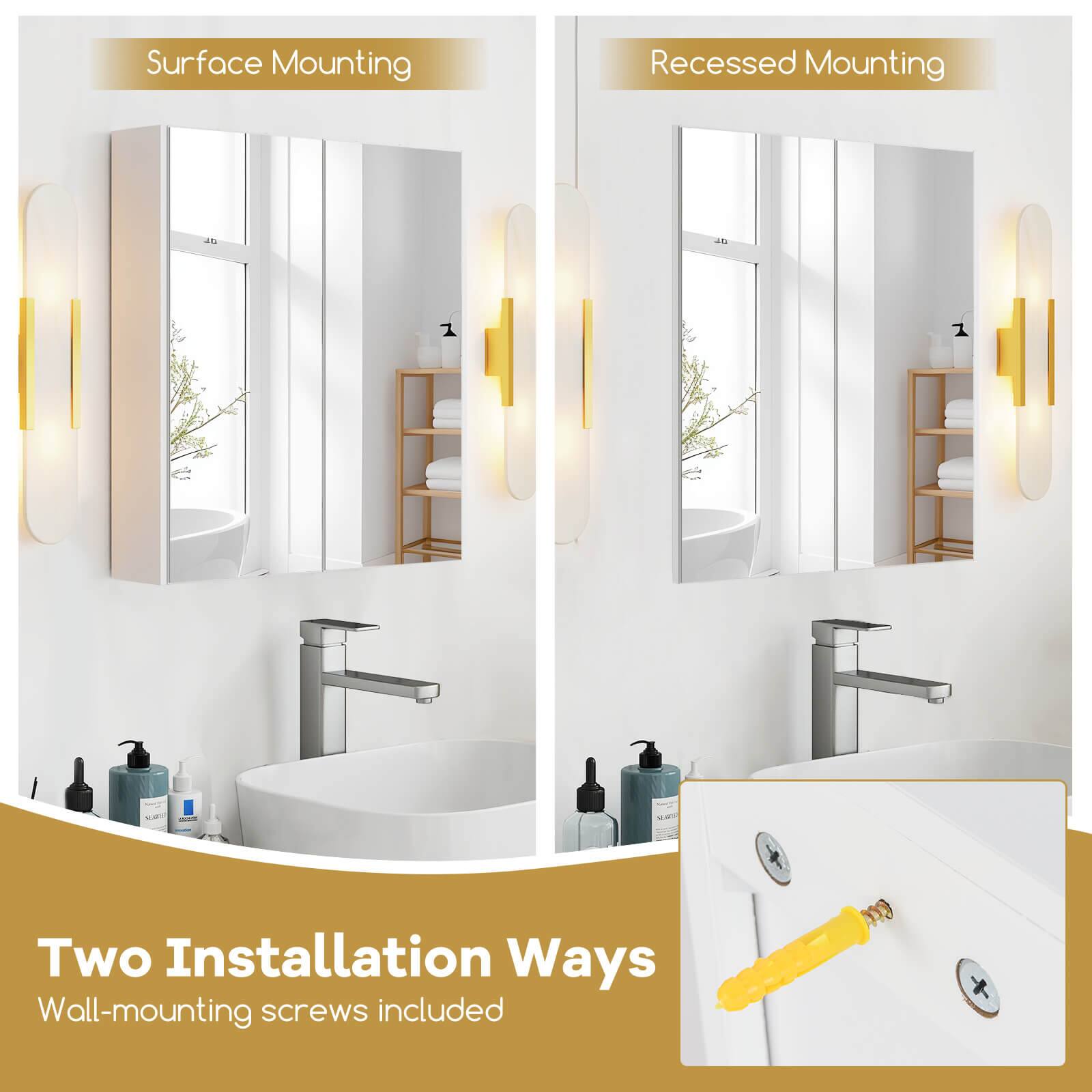 Surface Mounting  
Recessed Mounting  

Two Installation Ways  
Wall-mounting screws included