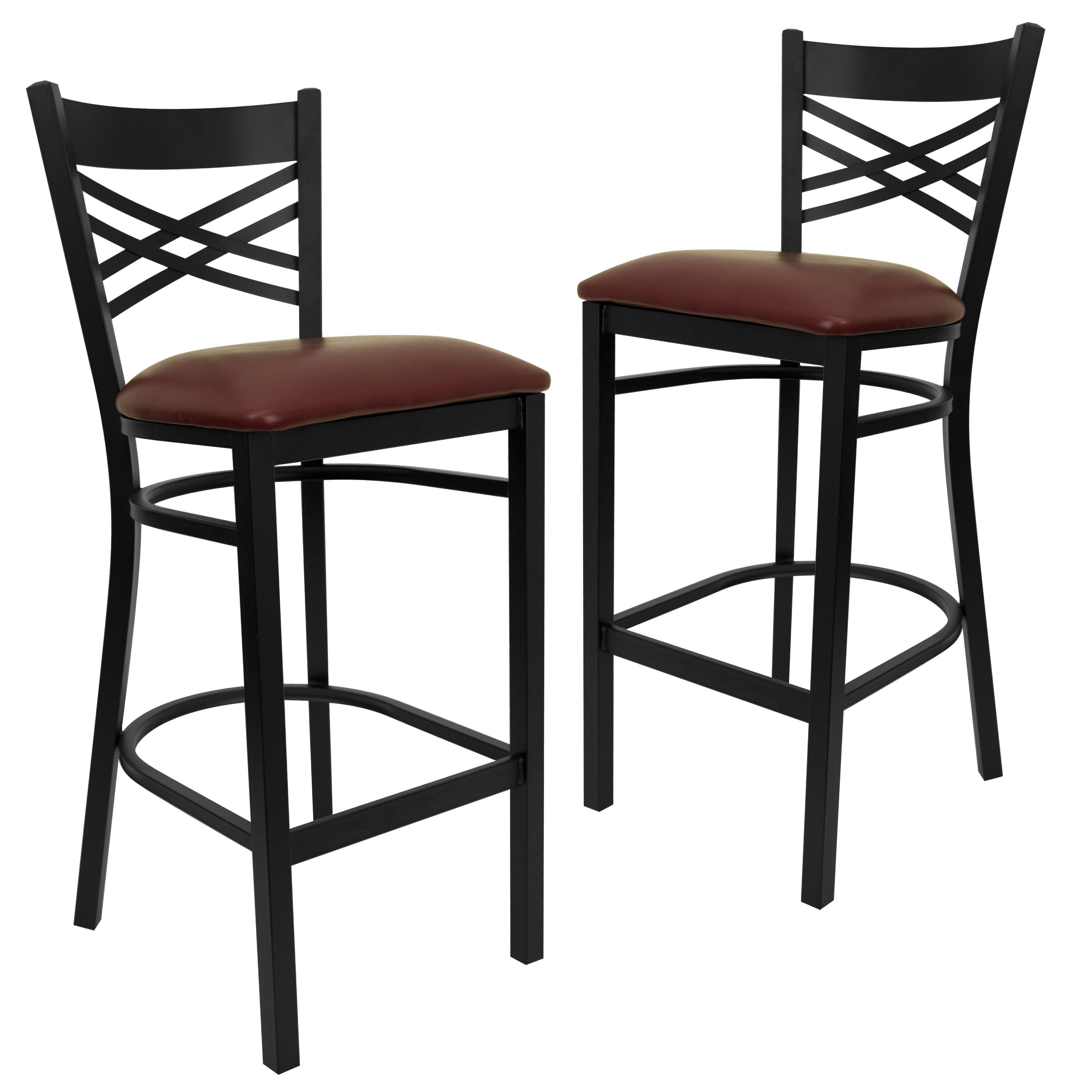 Burgundy Vinyl Seat/Black Metal Frame