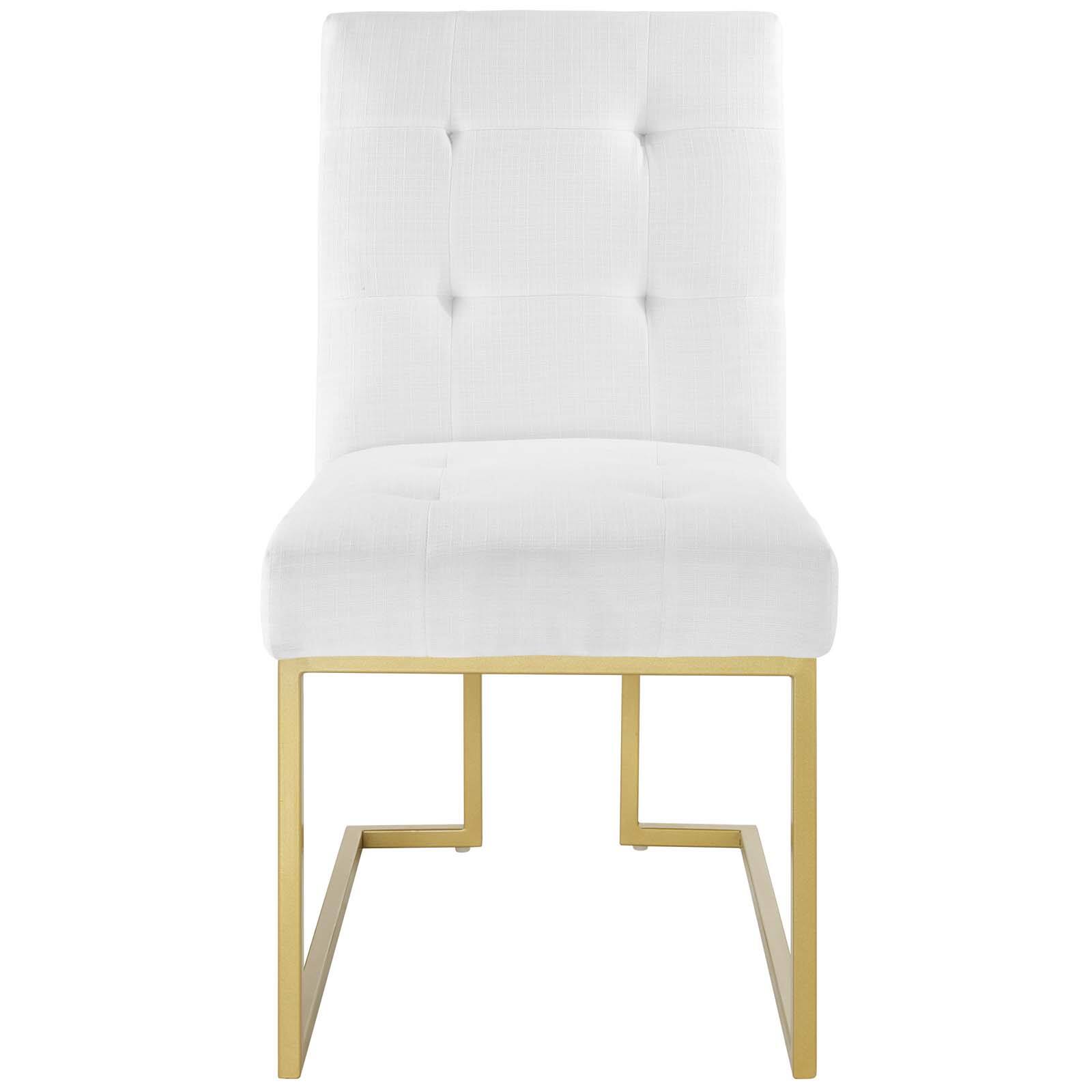 Alt View 2. Modway - Privy Gold Stainless Steel Upholstered Fabric Dining Accent Chair by Modway - Gold White.