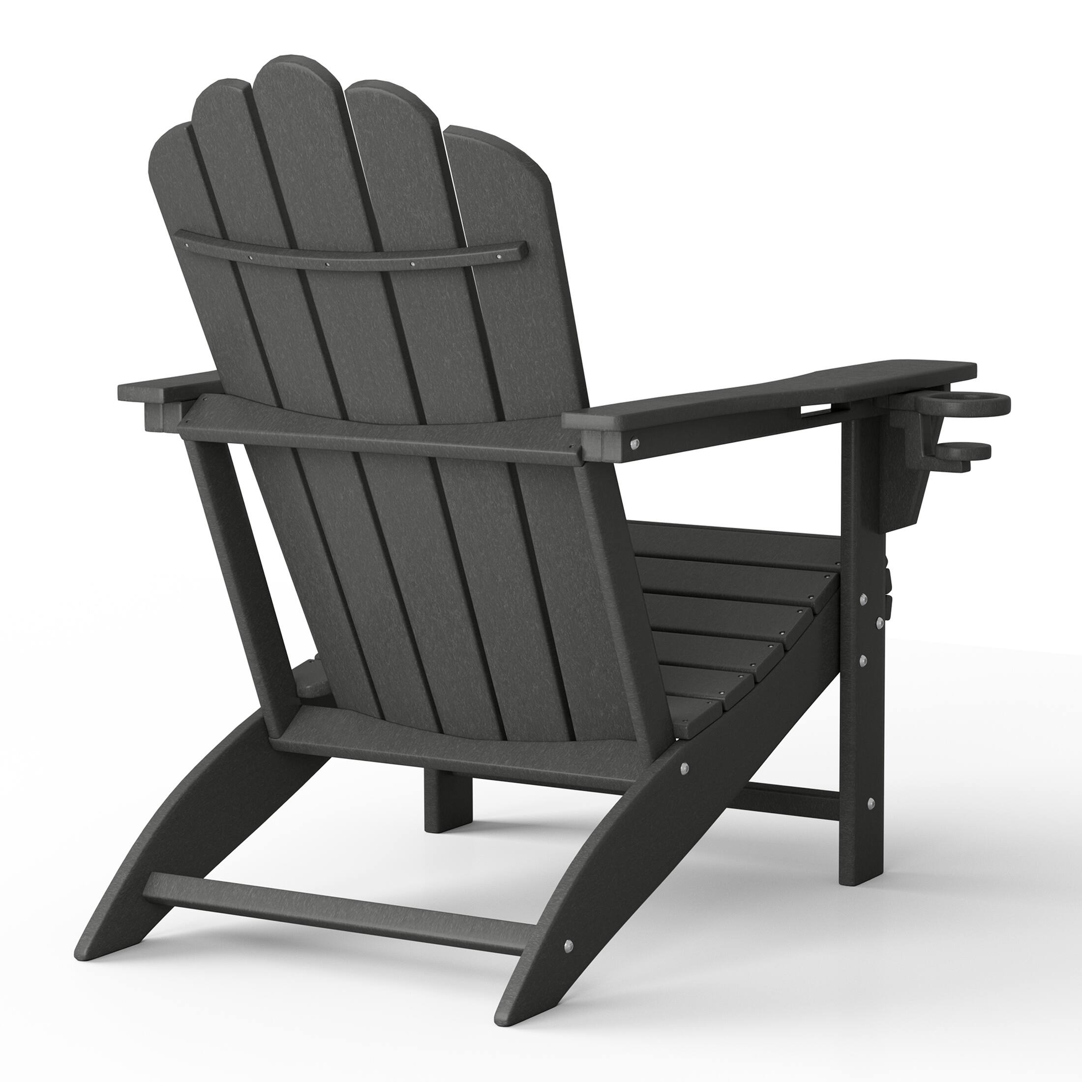 Alt View 1. WestinTrends - WestinTrends Highland Outdoor Patio HDPE Adirondack Chairs With Cup Holders (Set of 2) - Gray.