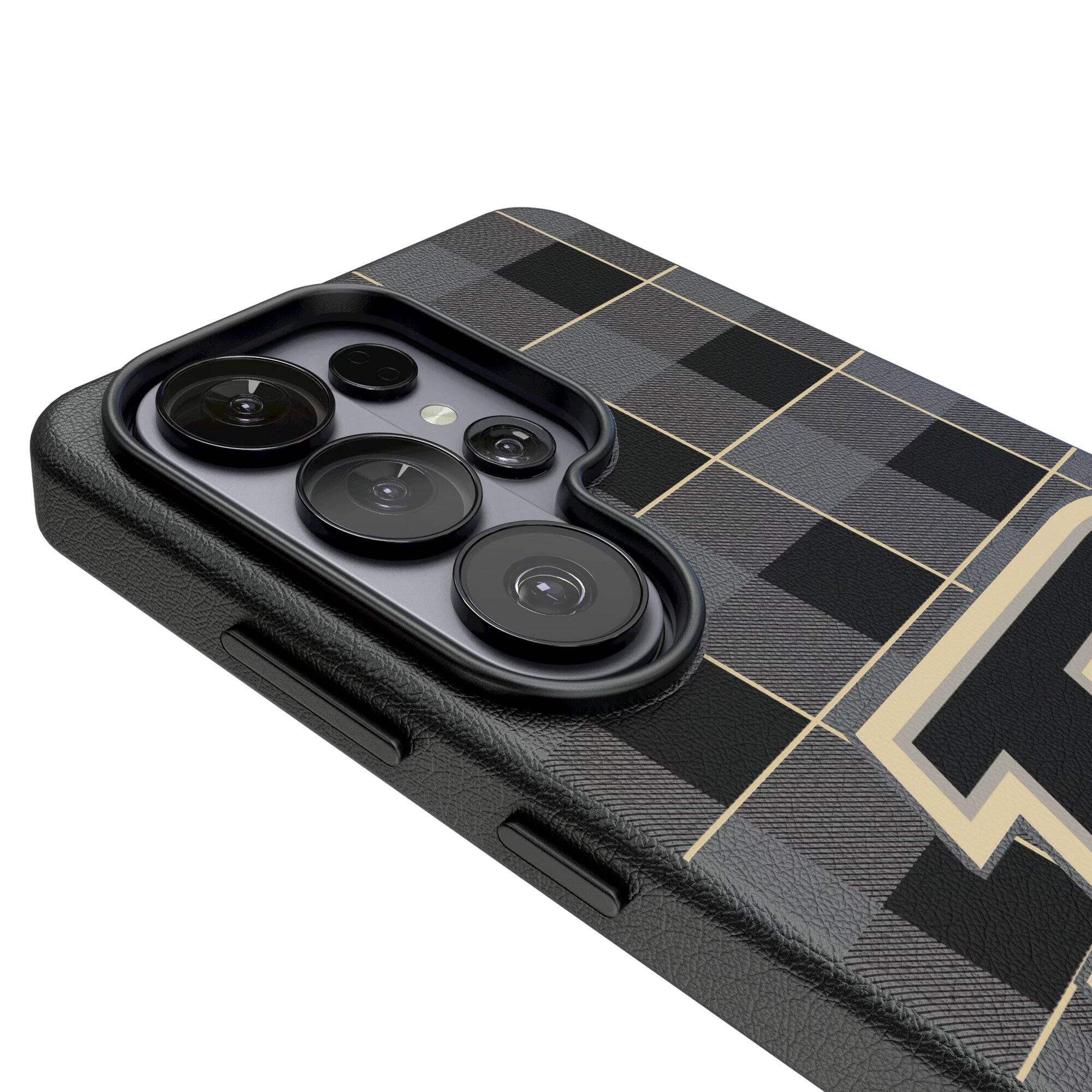 Alt View 2. Keyscaper - Purdue Boilermakers Plaid Galaxy Magnetic Bump Case - S24 - Black.