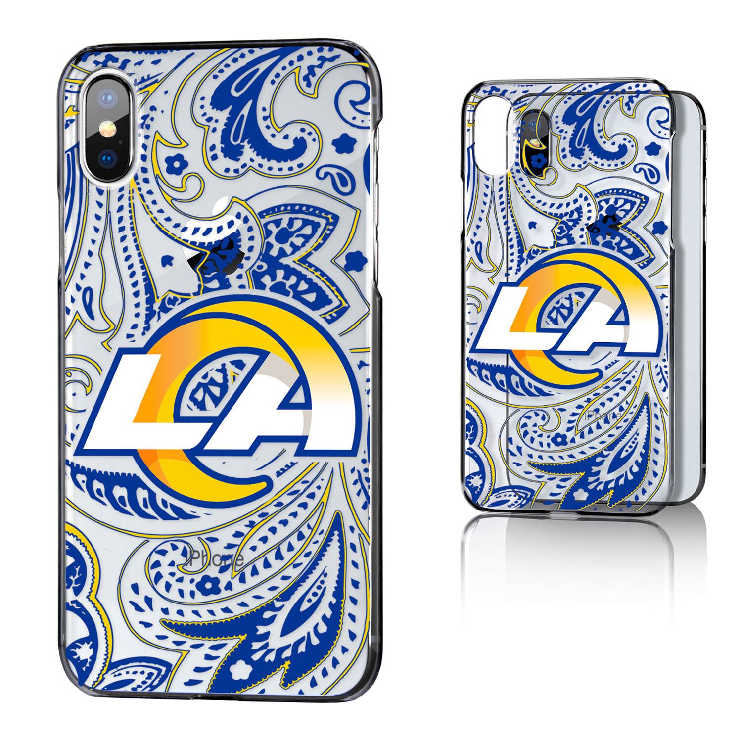 Alt View 3. Keyscaper - Los Angeles Rams iPhone Clear Paisley Design Case - 15 Pro - Multicolor.