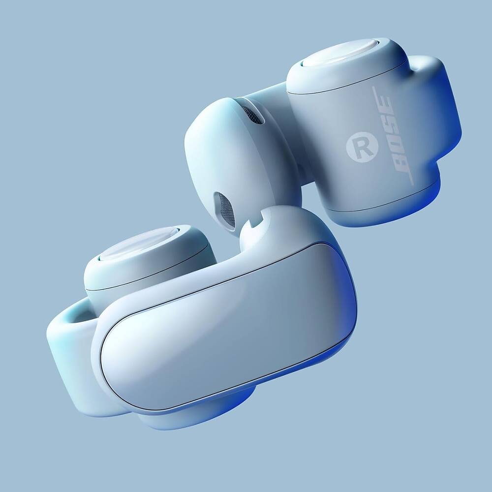 Back. Bose - Ultra Open Earbuds Bluetooth Open-Ear Clip-On Headphones + 26-Month Extended Warranty Protection - Moonstone Blue.