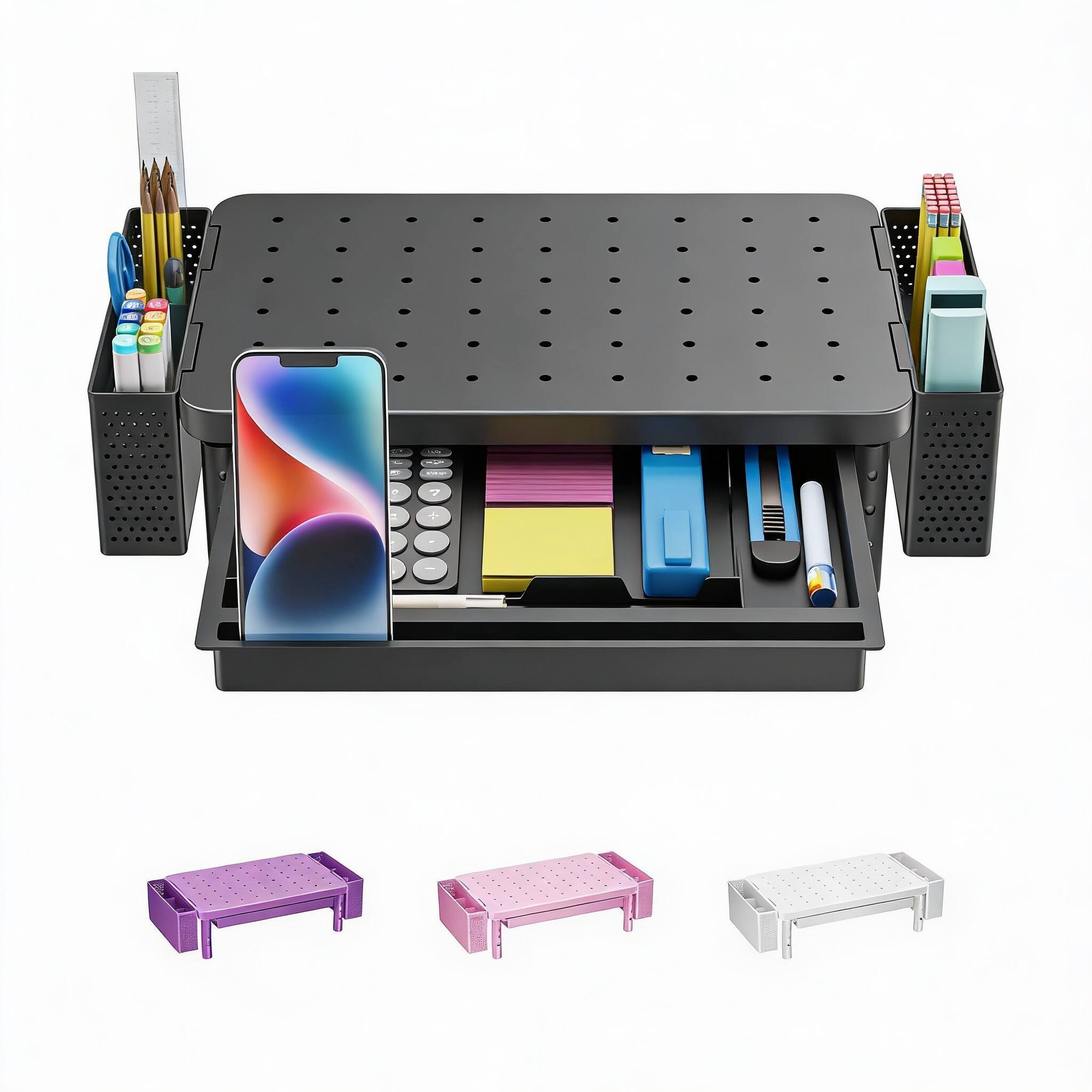 Matte Black with Drawer and Pen Holder 3-Level