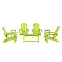 WestinTrends - Malibu 7-Piece set Outdoor / Patio Adirondack chairs with a Coffee and t side tables ( 4 seater ) - Lime