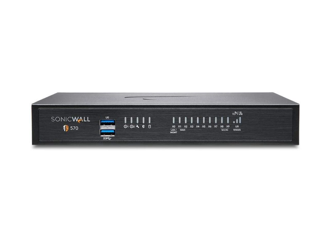 SONICWALL 570

X0 X1 X2 LAN / WAN MGMT
X3
X4
X5
X6
X7
X8 X9 5G WWAN
SSE