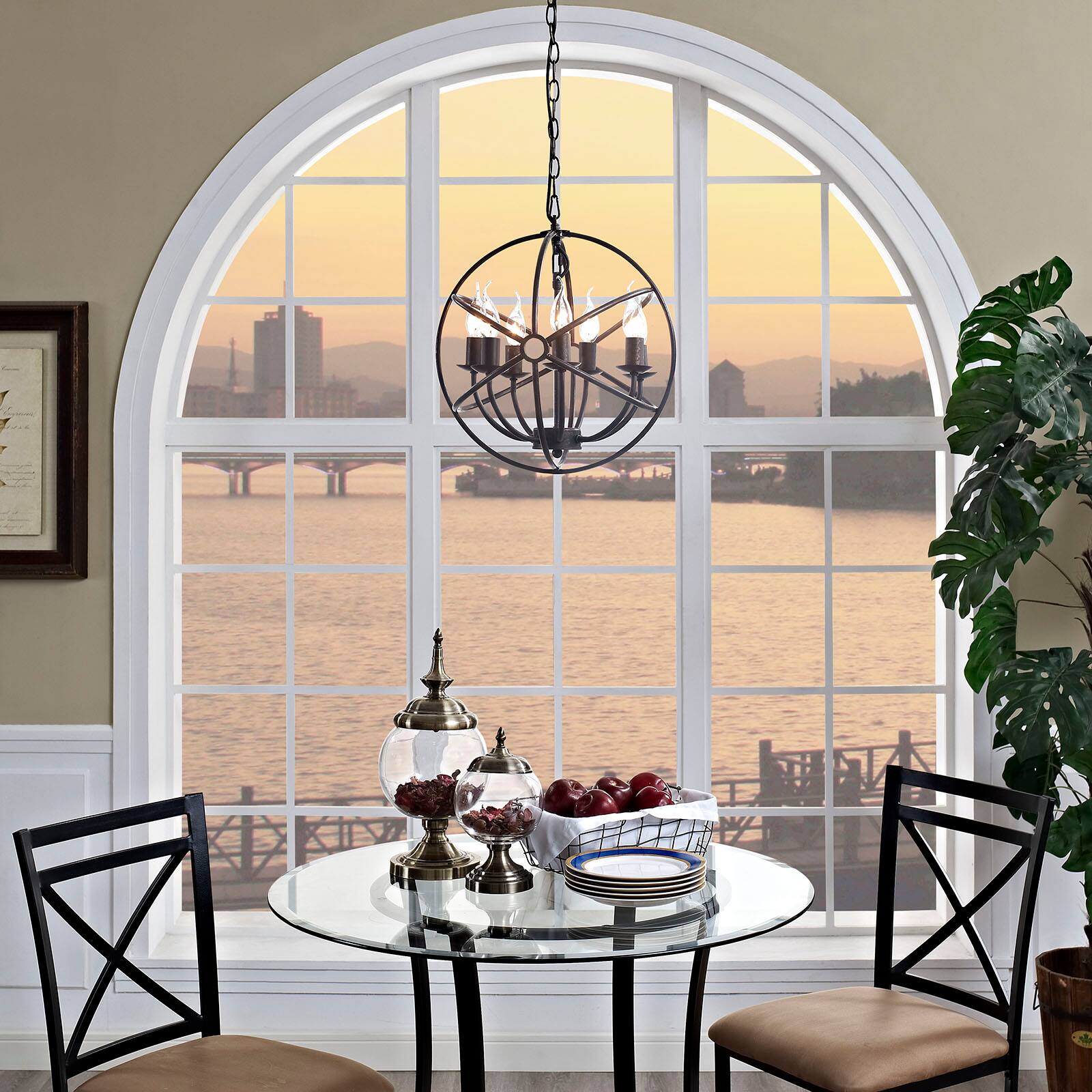 Front. Modway - Atom Chandelier by Modway - Brown.