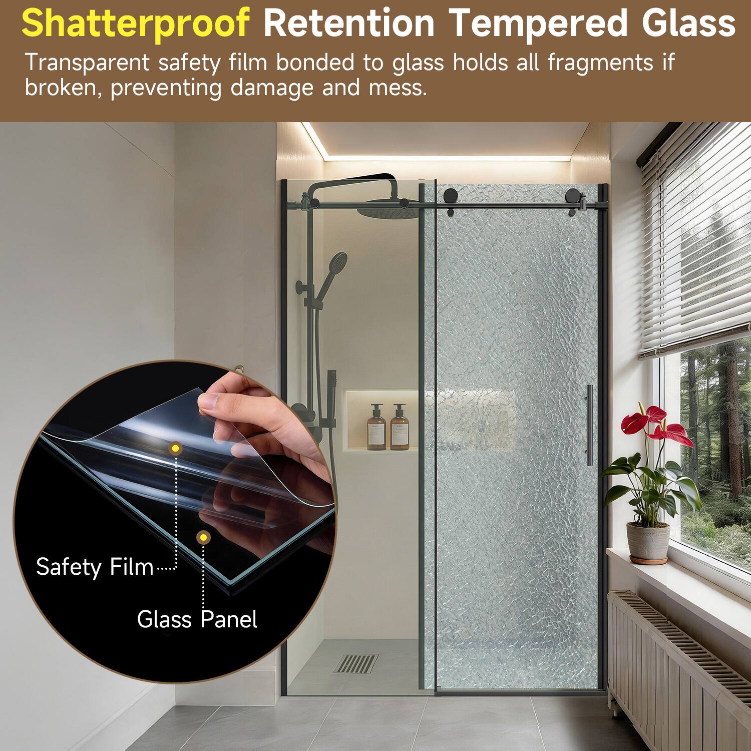 Shatterproof Retention Tempered Glass

Transparent safety film bonded to glass holds all fragments if broken, preventing damage and mess.

Safety Film...
Glass Panel