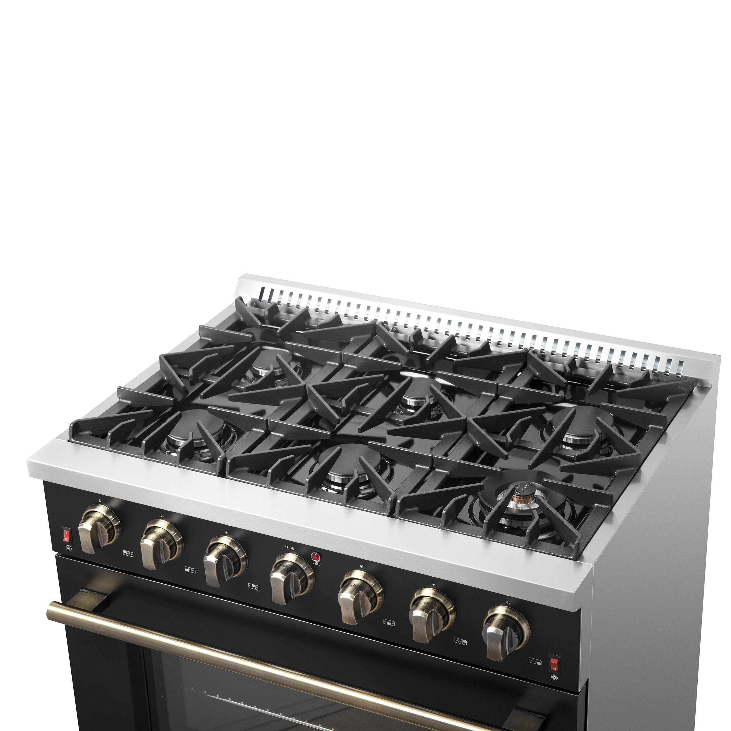 Alt View 6. Forno Appliances - Galiano 5.36 Cu. Ft. Freestanding Gas Range with Convection Oven - Black.