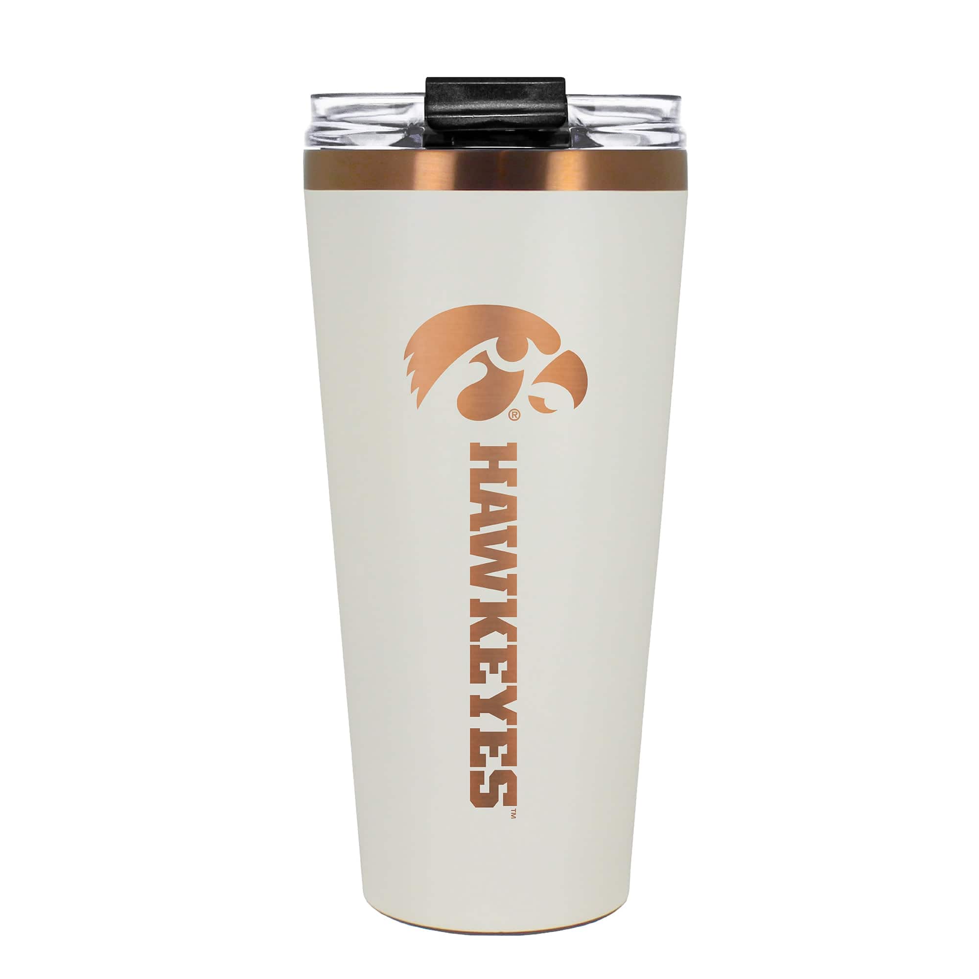 Front. Great American Products - Iowa Hawkeyes 30oz. Big Slim Tumbler - Cream.