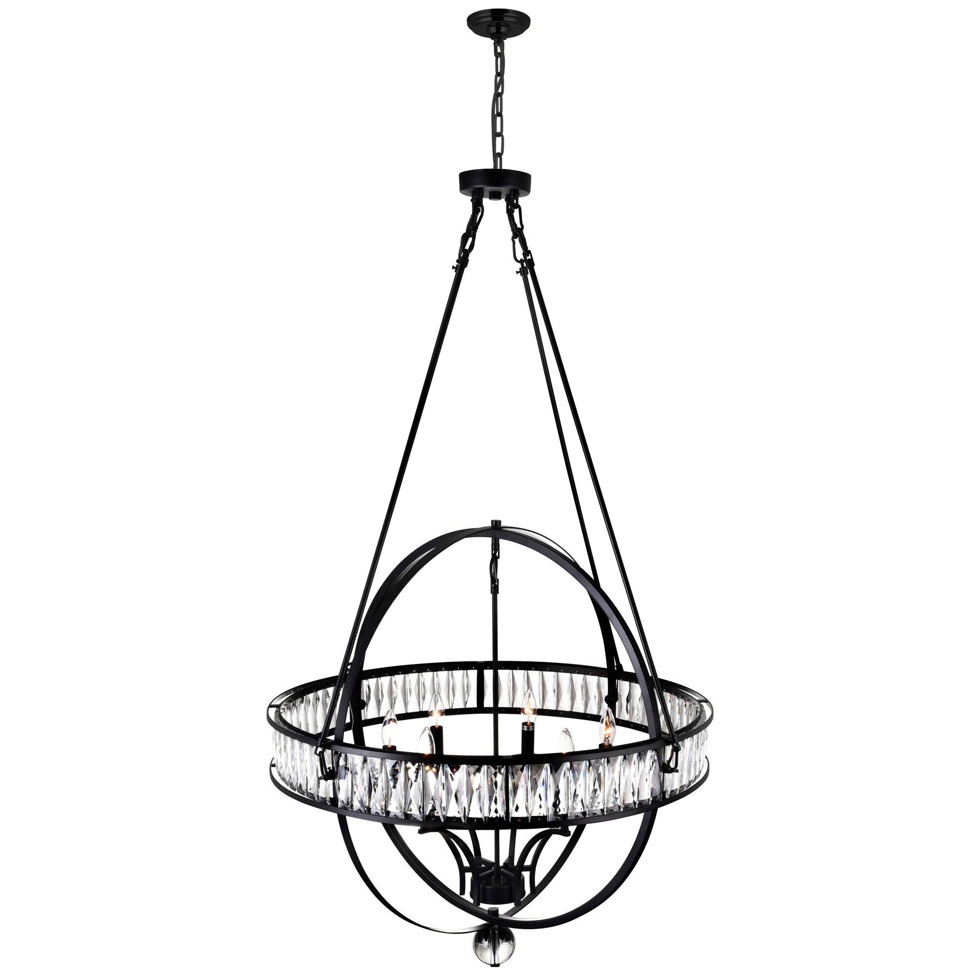 Left. CWI Lighting - Arkansas 6 Light Chandelier With Black Finish - Black.