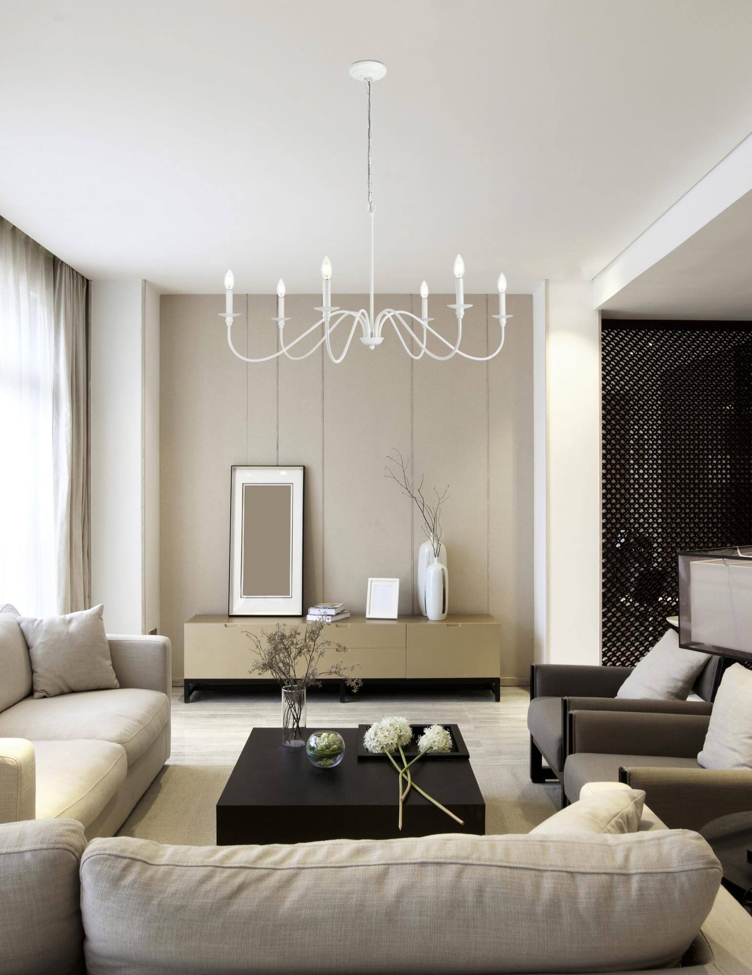 Alt View 2. Living District - Rohan 42 inch chandelier in White - White.