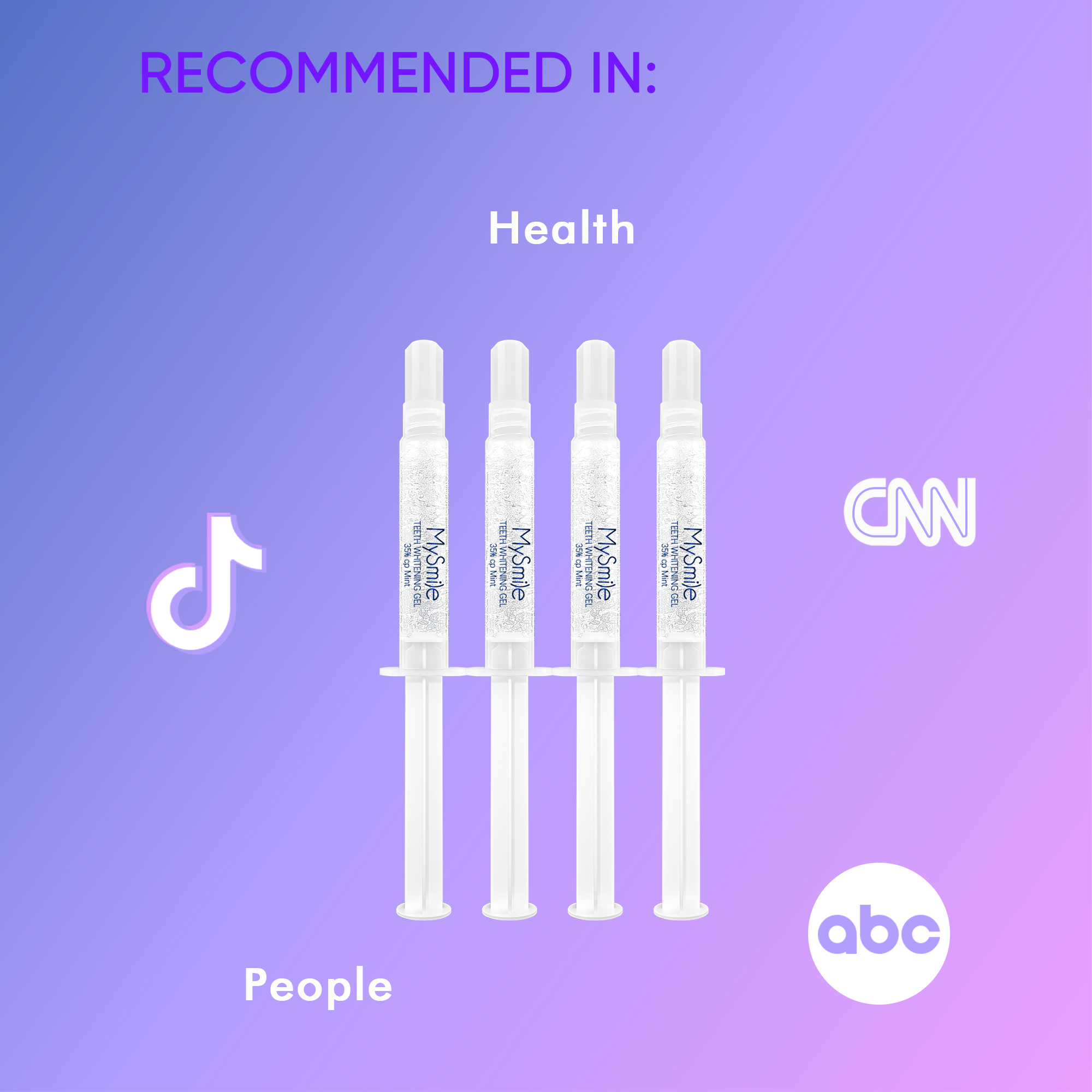 RECOMMENDED IN:
Health
%GC an Mint
TEETH WHITE MySmile NING GEL
3RW - Mint
TEETH WHITENING SEL
MySmile
35% COLO Mini
TEETH GEL
MySmile
AGC CO Mint
TEETH WHITE GEL
MySmile
CNN
People
abc