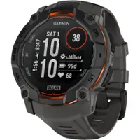 Garmin - Instinct 3 Solar GPS Smartwatch 50 mm Fiber-reinforced Polymer - Black with Charcoal Band - (2025) - Front_Zoom