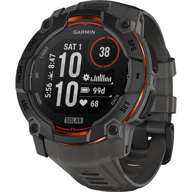 Garmin - Instinct 3 Solar GPS Smartwatch 50 mm Fiber-reinforced Polymer - Black with Charcoal Band - (2025)