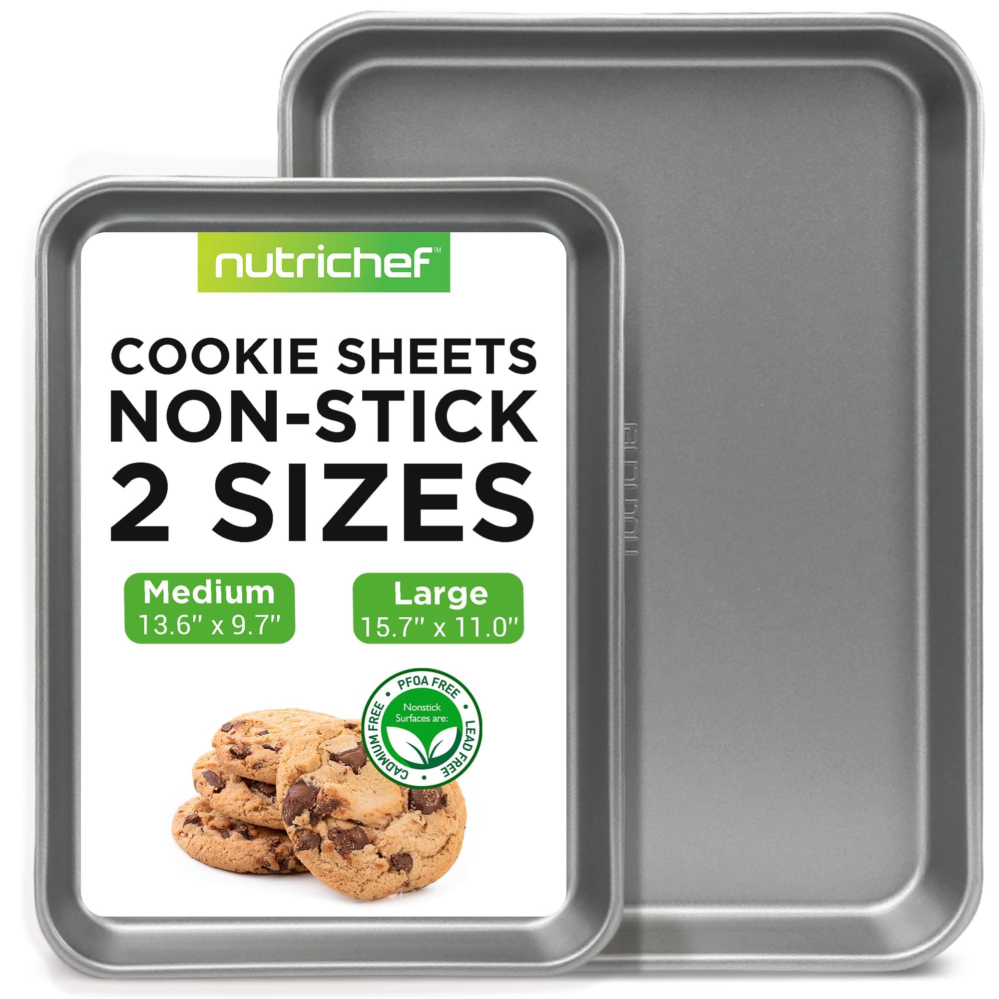 Photos - Bakeware Cookie NutriChef - 2-Piece  Sheets for Baking – Non-Stick Carbon Steel, Dishwasher Safe, Gray Baking Sheets  NC2TR (NC2TRGY.5)