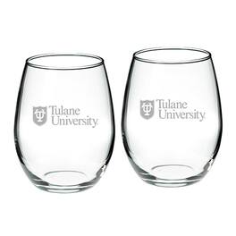 Jardine - Tulane Green Wave Team 21oz. 2-Piece Stemless Wine Glass Set - Multicolor
