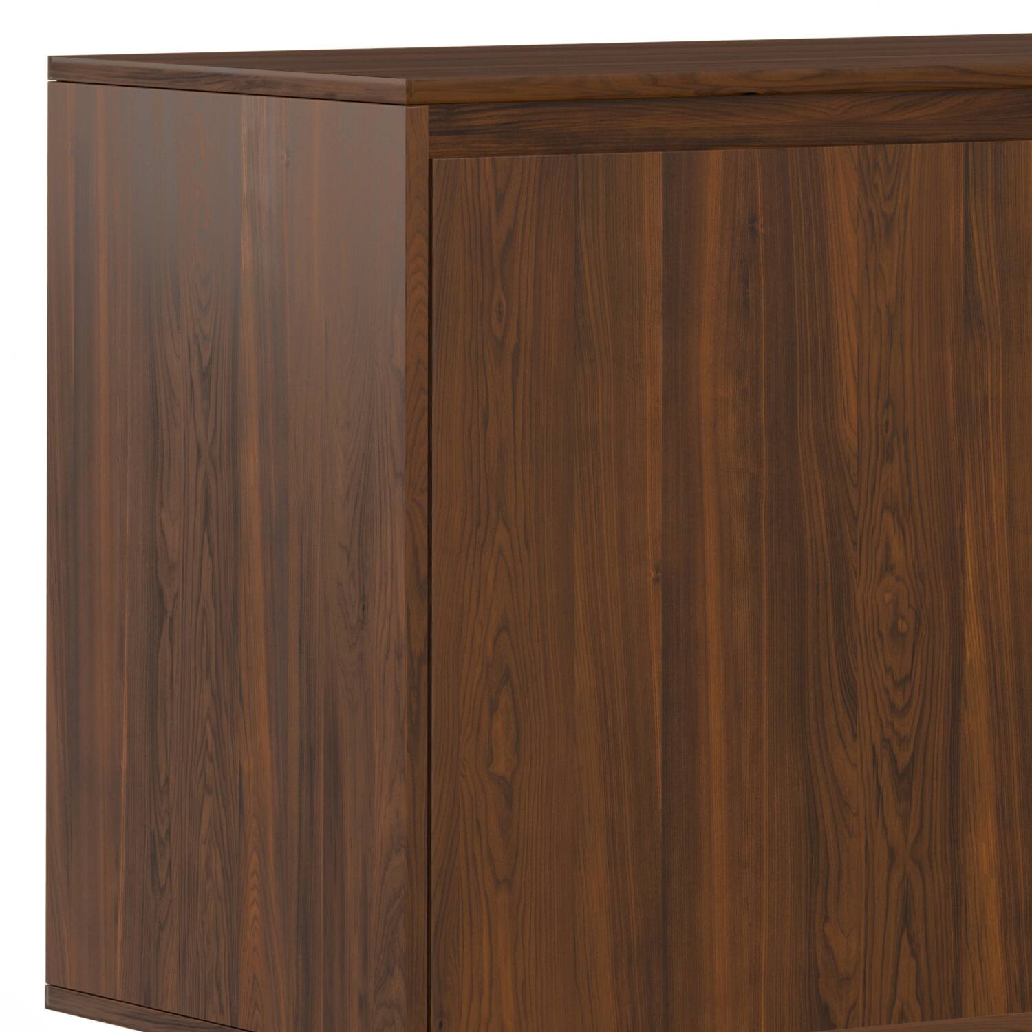 Alt View 4. Simpli Home - Hunter 3 Door Sideboard Buffet in Walnut Veneer - Walnut Veneer.