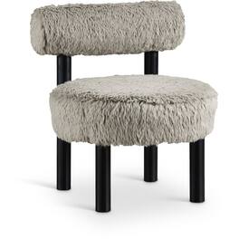 Meridian Furniture - Ambre Taupe Vegan Shearling Fabric Upholstered Accent Chair - Black