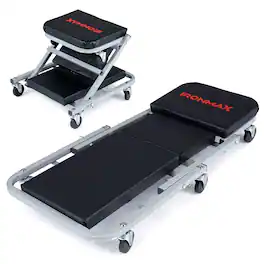 Costway - Ironmax 36" 2-in-1 Mechanic Creeper & Z-Seat with 6 Swivel Casters, Locking Pin, Thick Pad - Black and Gray