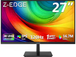 Z Z-Edge - 27" 4K UHD 3840 x 2160 120 Hz 1 ms Flat-Panel IPS Gaming Monitor, HDMI 2.1, DisplayPort 1.4 - Black