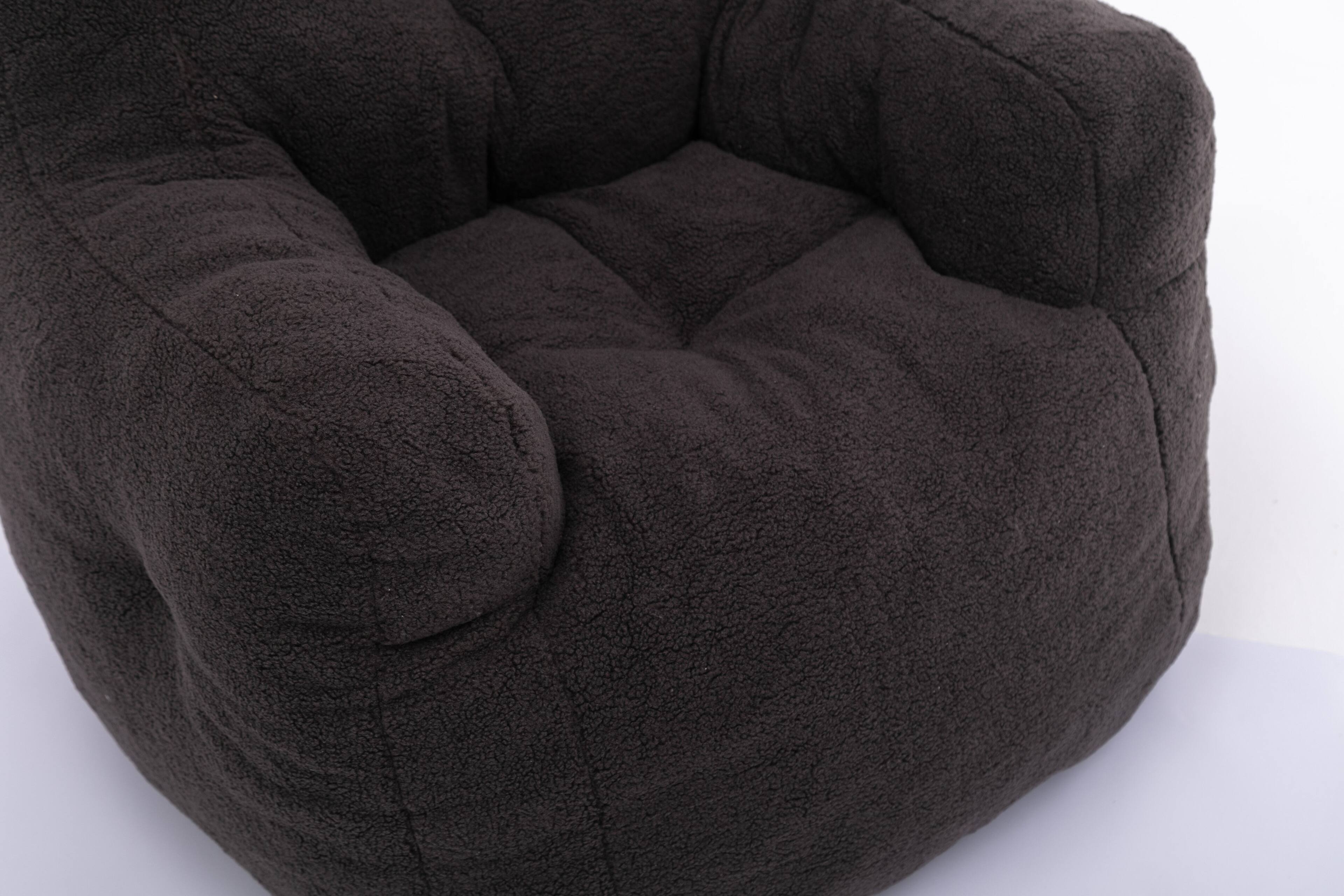 Alt View 4. GOODSILO - Luxury Plush Bean Bag Chair with Ergonomic Support - Soft Teddy Fabric and Memory Foam Filling for Ultimate Comfort - Dark Gray.