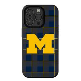 Keyscaper - NCAA - Michigan Wolverines Plaid Magnetic Bump iPhone Case - 15 - Black