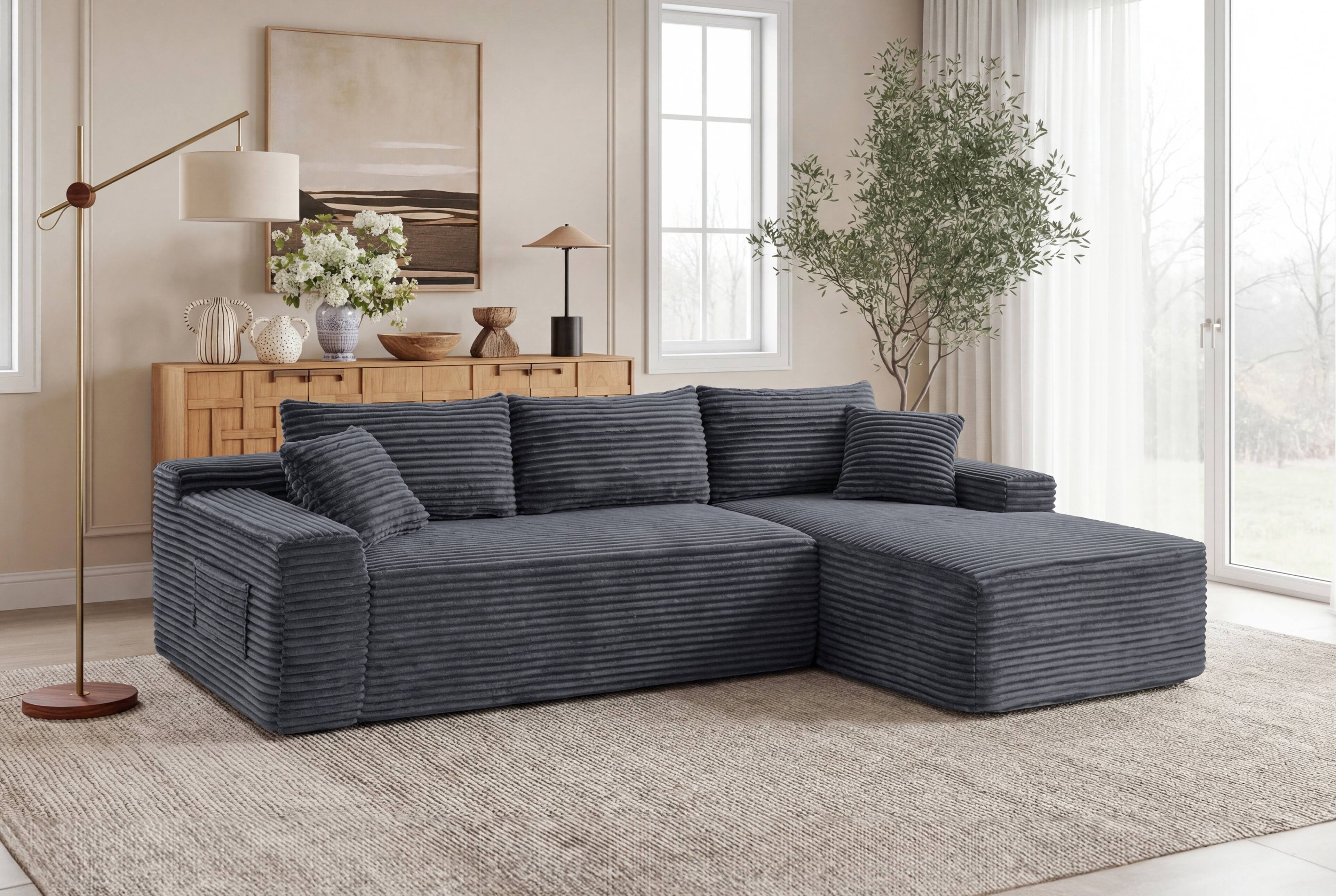 "Anysun - 94.5"" L-Shape Cloud Modular Sectional Sofa with Left Chaise-Deep-Seat Corner Couch, No Assembly for Living Room&Bedroom - Gray" price history on PriceWatchPro