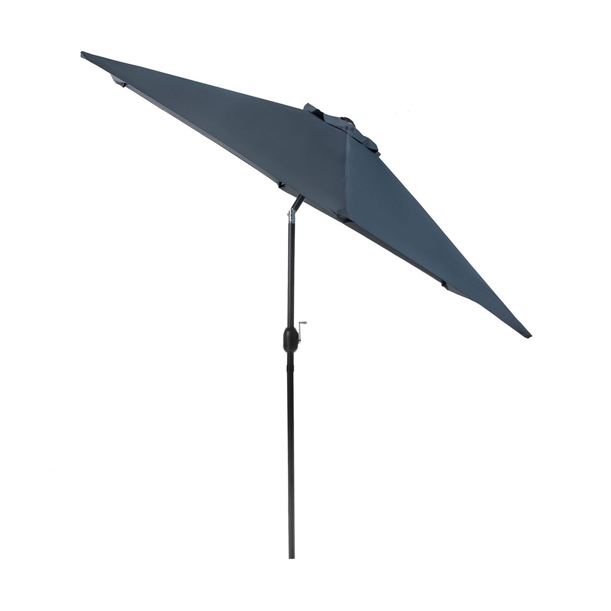Angle. Vaczon - 9' Outdoor Patio Umbrella with Crank Lift and 30° Tilt, UV50+ Market Umbrella with Steel Frame and Polyester - Dark blue-gray.