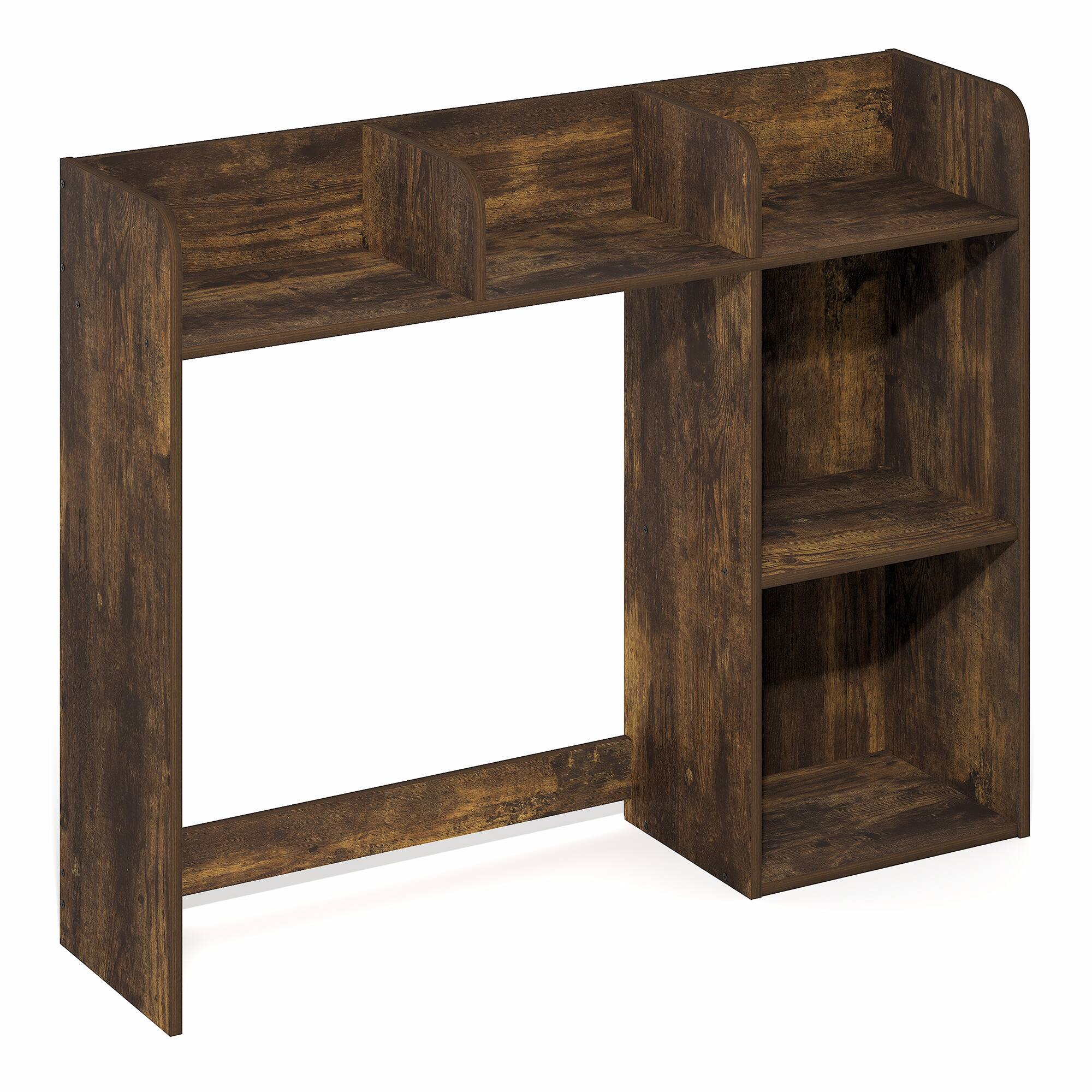 Alt View 5. Furinno - BASIC 5-Shelf Desktop Hutch, Desk Shelf, Book Shelf, Desk Organzier, for Office Supplies, Office Desk Accessories - Amber Pine.