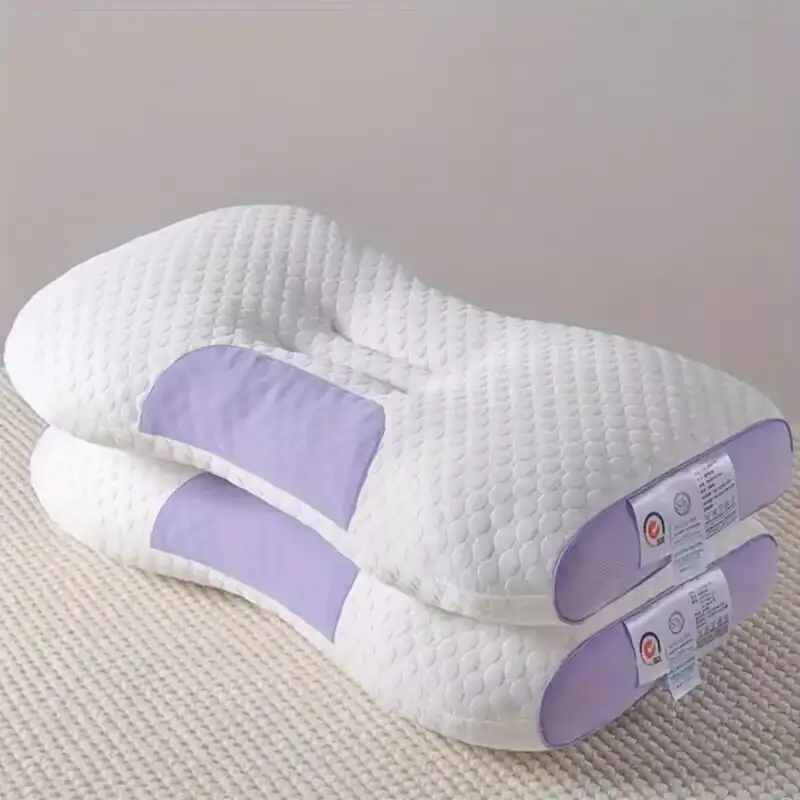 Front. TinyHomie - 2 pieces YBZ 4D Knitted Cotton Massage Pillow Purple - White.