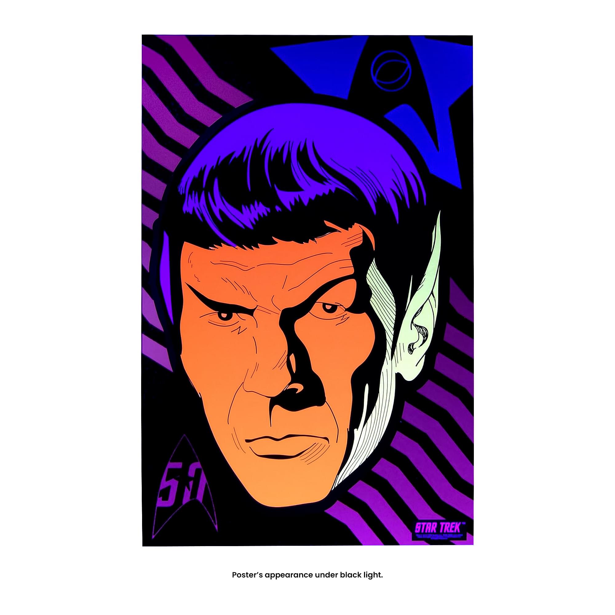 "5 STRR TREK" Poster's appearance under black light.