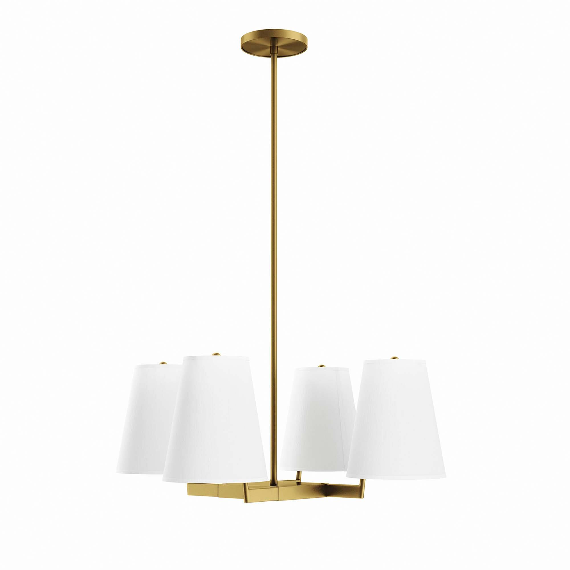 Alt View 2. Modway - Mercer 4-Light Pendant Light by Modway - White Satin Brass.