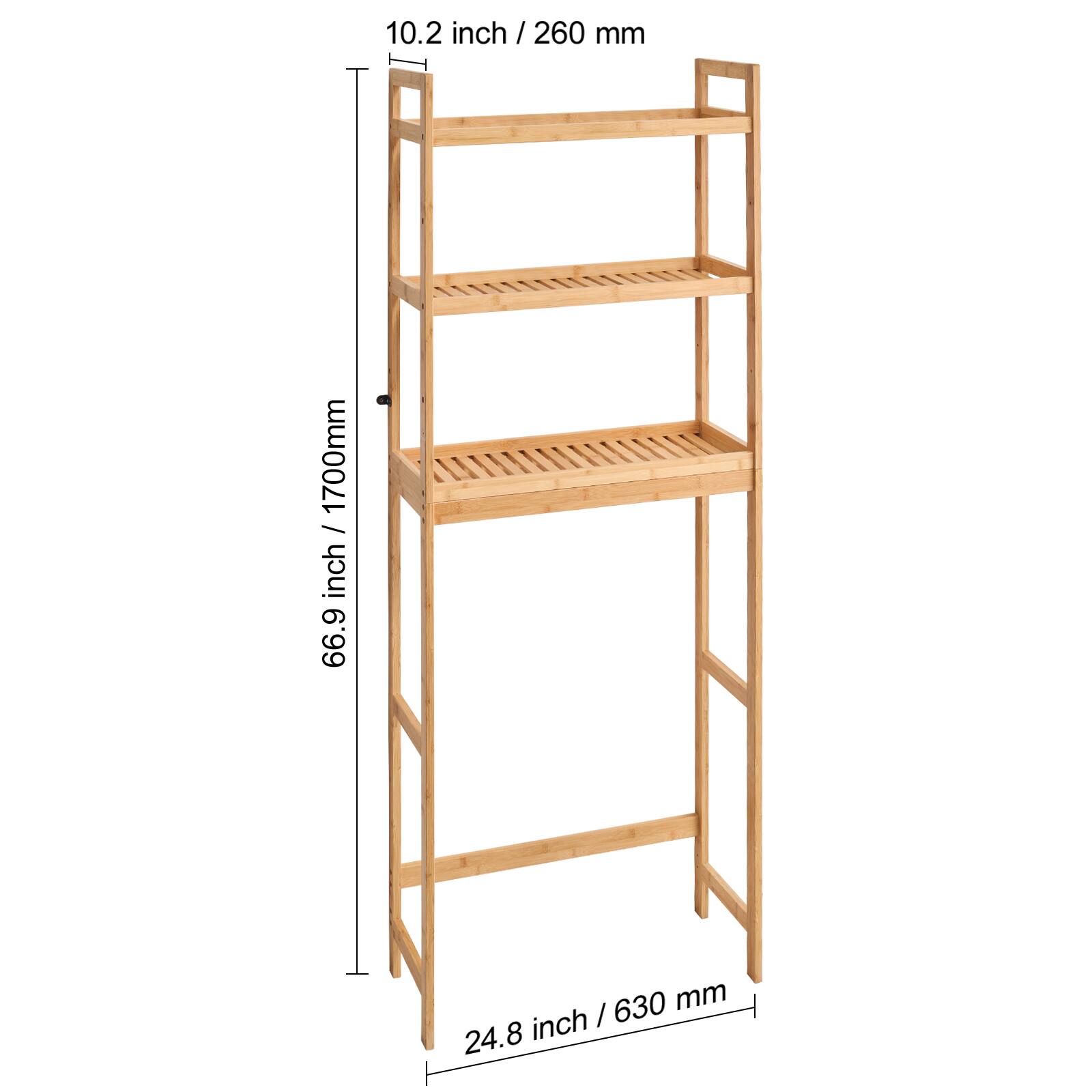 10.2 inch / 260 mm  
66.9 inch / 1700 mm  
24.8 inch / 630 mm