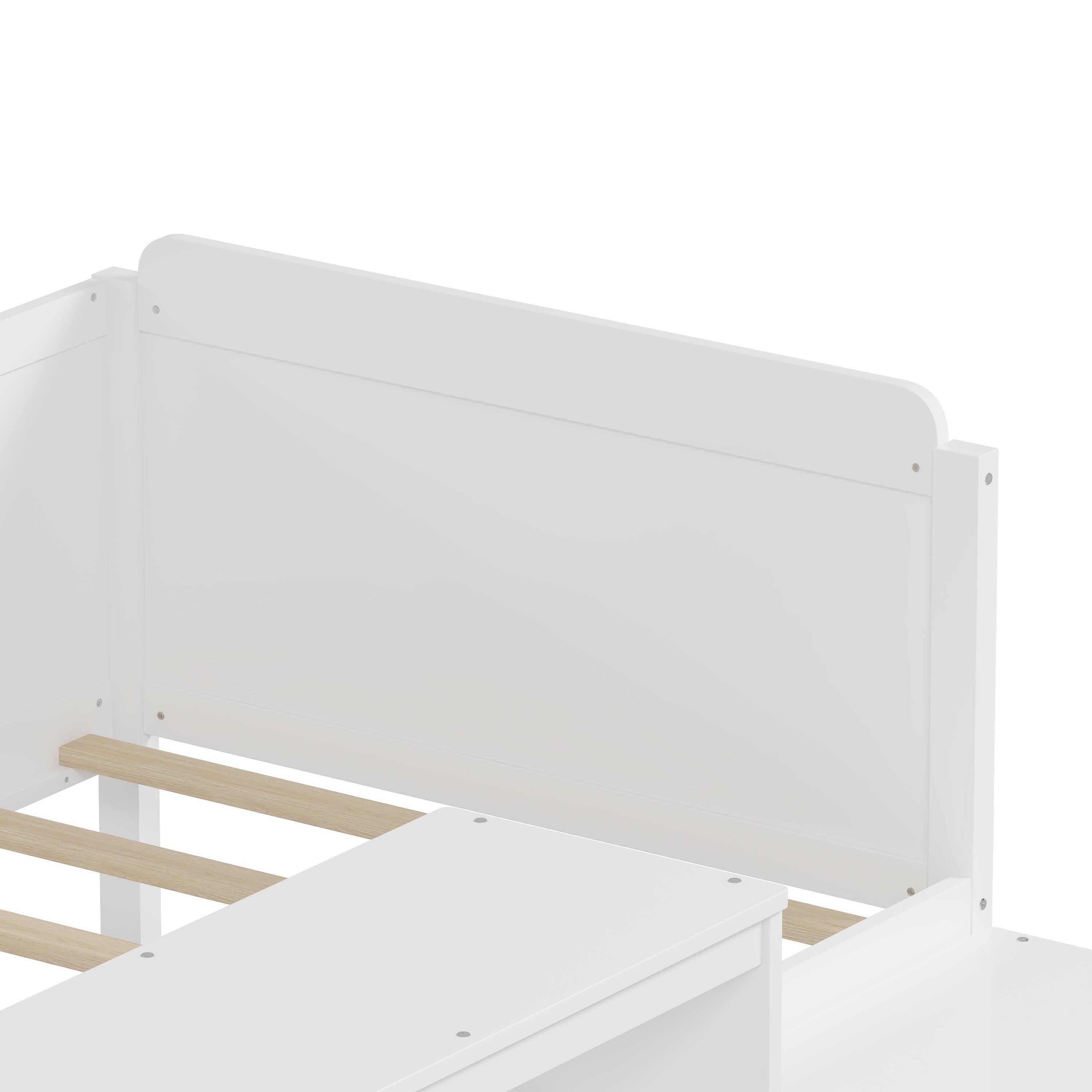 Alt View 9. Tiramisubest - Wooden Twin Size Daybed with Storage Shelves and Lockers, Multi-functional Bed with Study Desk and Matching Stool, White - White.