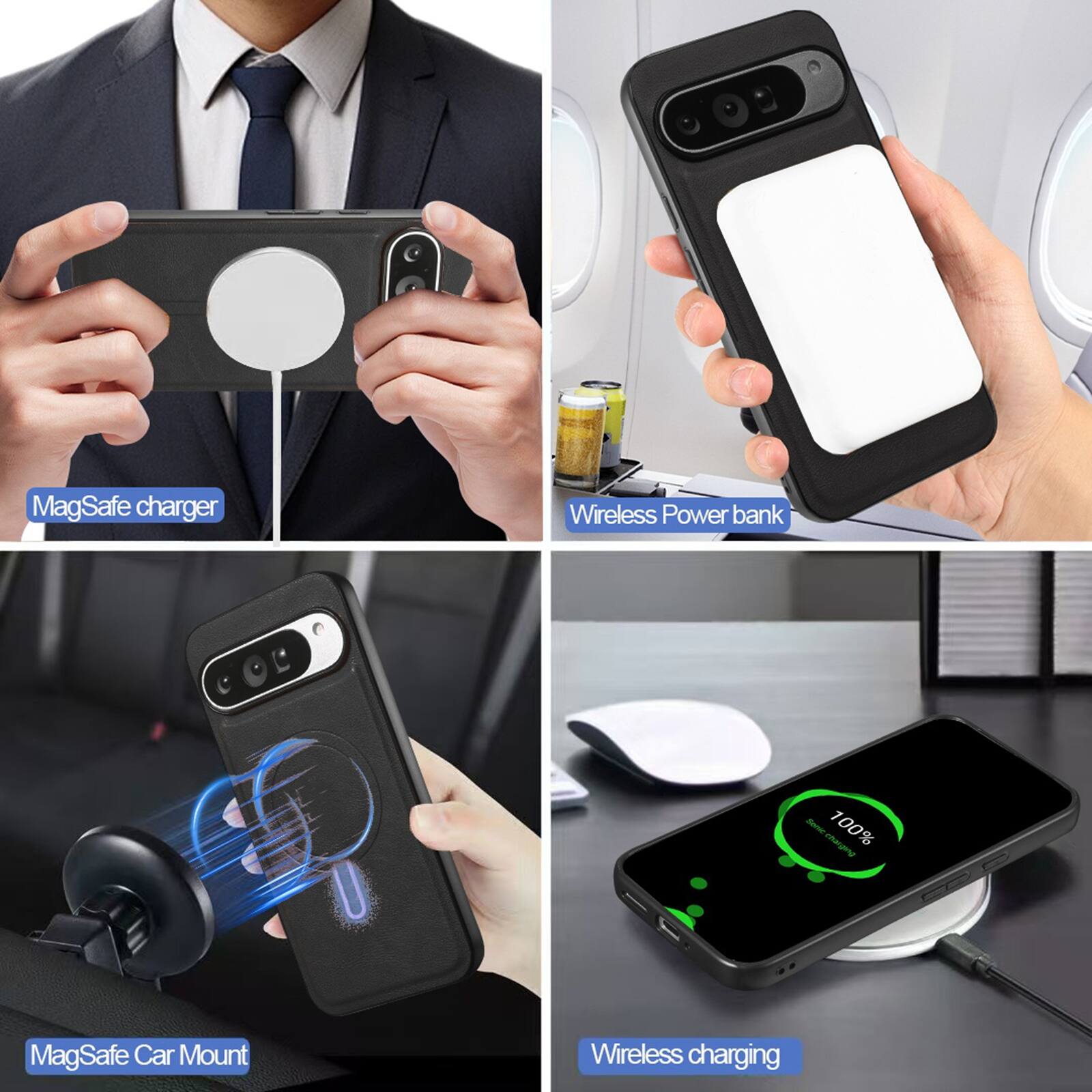 MagSafe charger  
Wireless Power bank  
MagSafe Car Mount  
Wireless charging