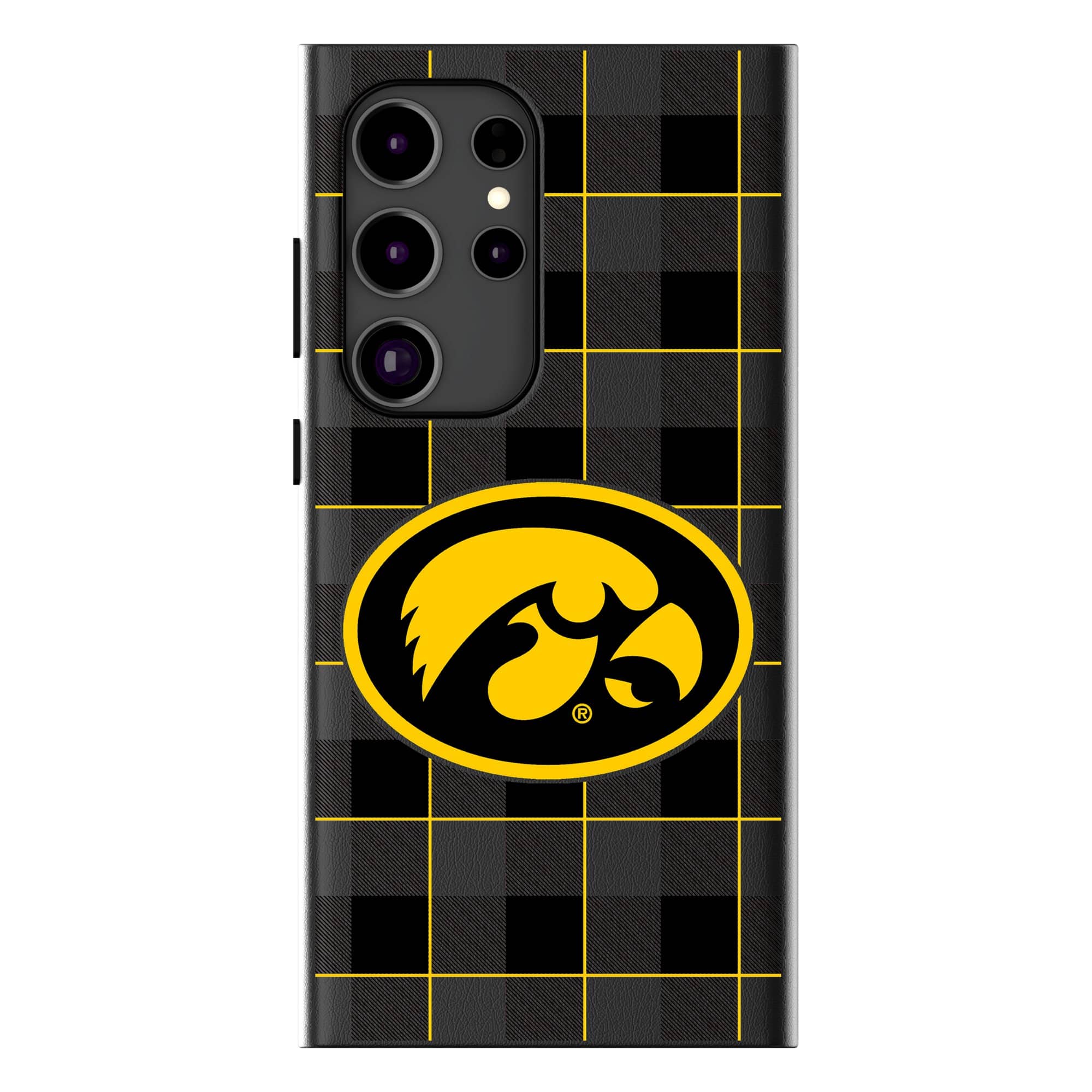 Keyscaper - NCAA - Iowa Hawkeyes Plaid Galaxy Magnetic Bump Case - S25 Ultra - Black
