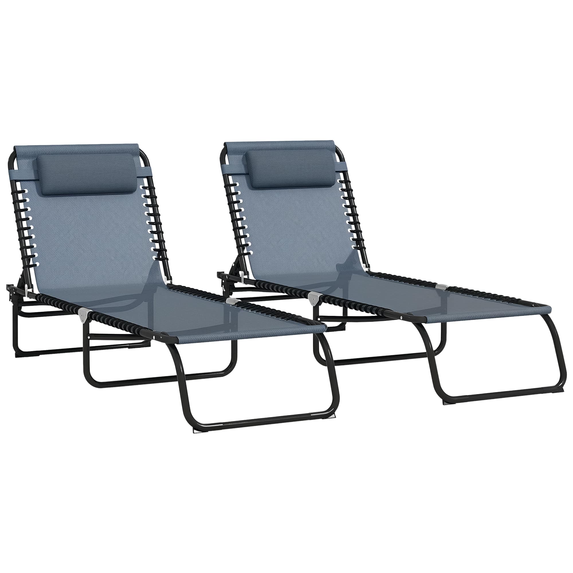 Outsunny - Folding Chaise Lounge Chair Set of 2, Patio Sun Tanning Chair, Outdoor Chaise Lounger with 4-Position Reclining Back - Gray price history on PriceWatchPro