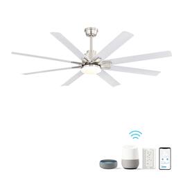 GOODSILO - 66 Inch Large Ceiling Fan with Dimmable LED Light & Remote, Reversible DC Motor - Nickel