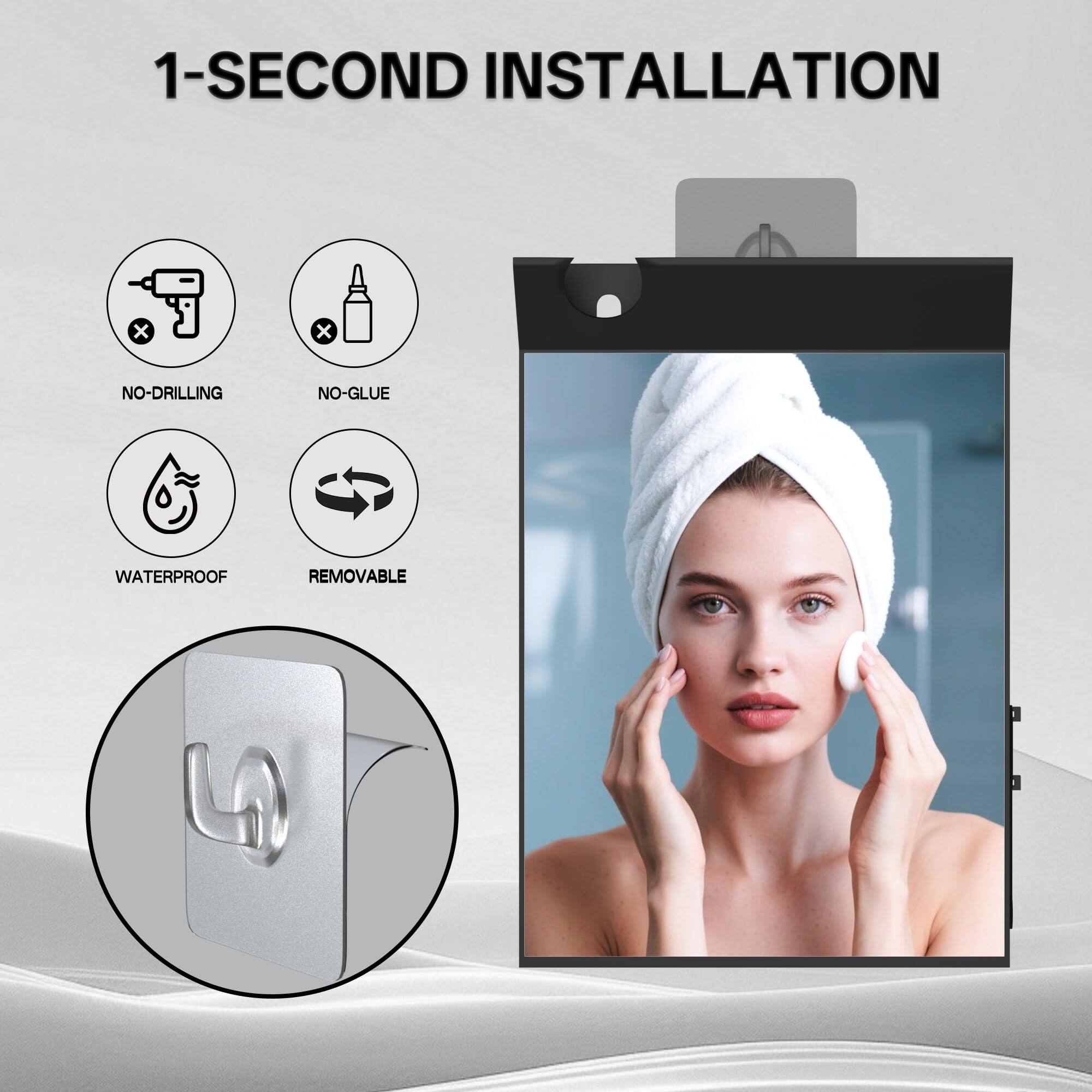 1-SECOND INSTALLATION

- NO-DRILLING
- NO-GLUE
- WATERPROOF
- REMOVABLE