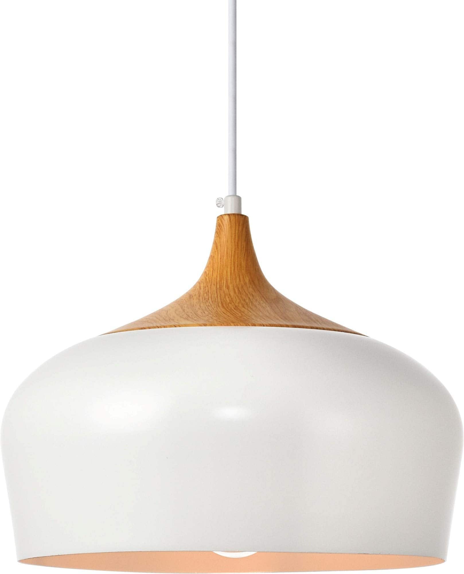Living District - Nora Collection Pendant D11.5in H9in Lt:1 frosted finish - White And Natural Wood price history on PriceWatchPro