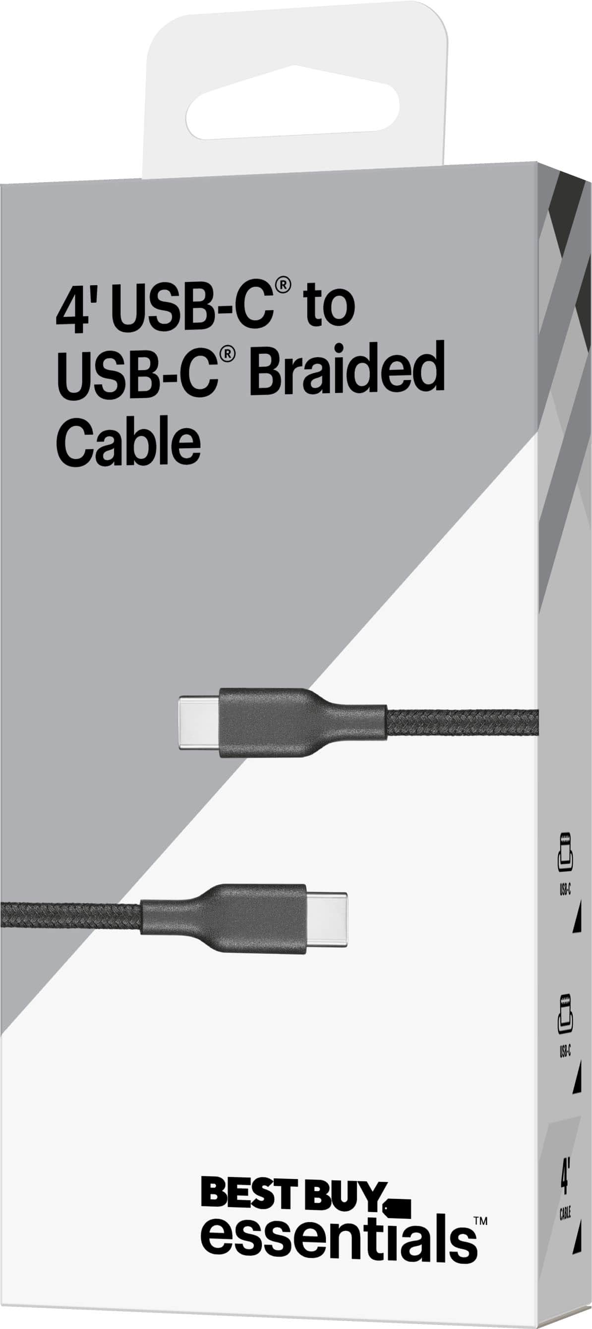 "Best Buy Essentials 4' USB-C to USB-C Braided Cable."