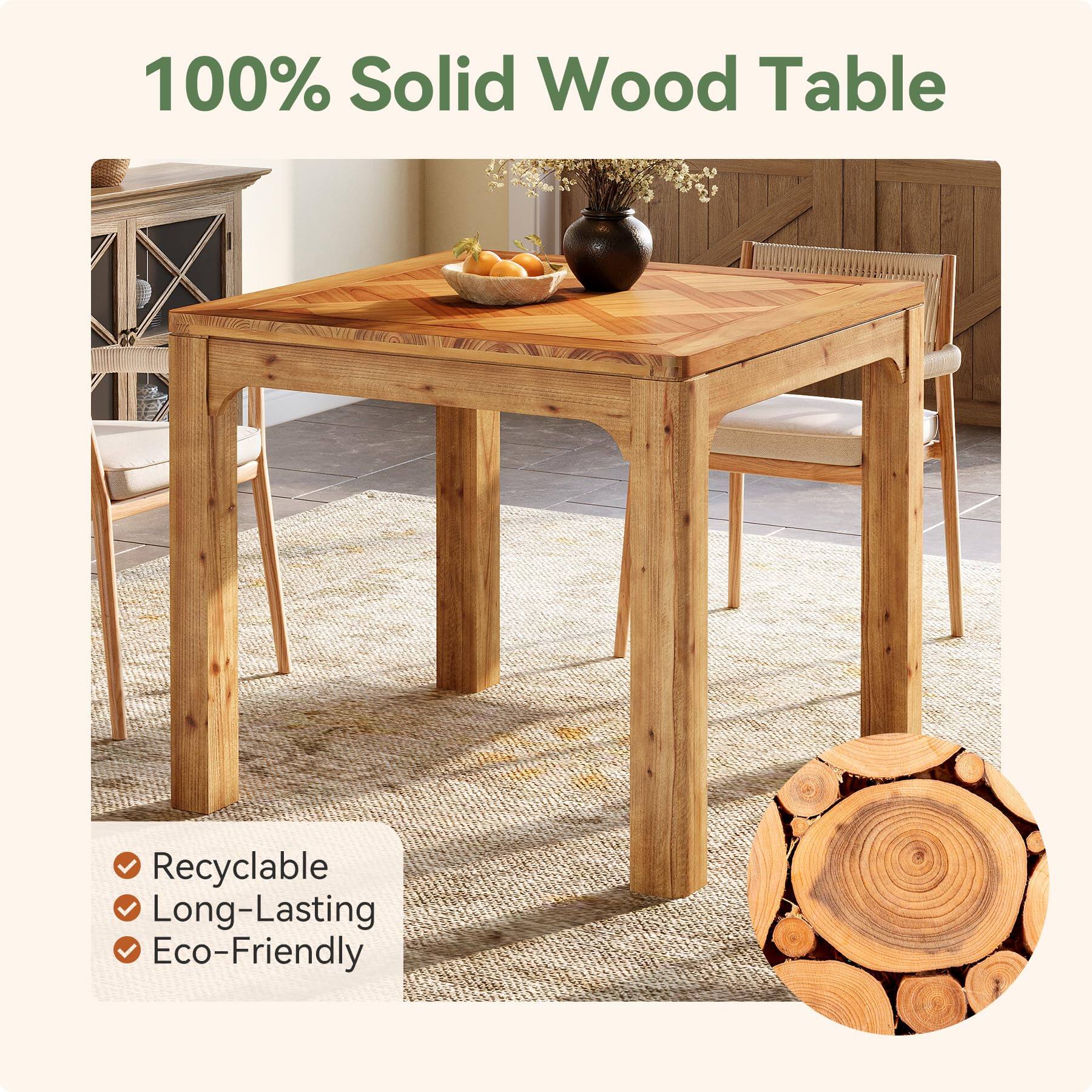 100% Solid Wood Table

Recyclable
Long-Lasting
Eco-Friendly
