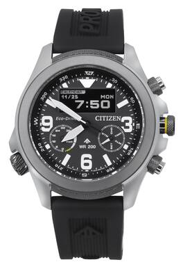 Citizen - Promaster Land 35th Anniversary Chronograph Black Dial Eco-Drive JV1007-07E 200M Men's Watch - Silver, Blue
