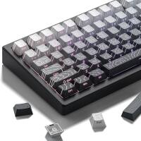 Angle. Womier - Double Shot PBT keycaps,Topographic Keys Cherry Profile Key caps for All US Layout Mechanical Keyboardd - Grey.