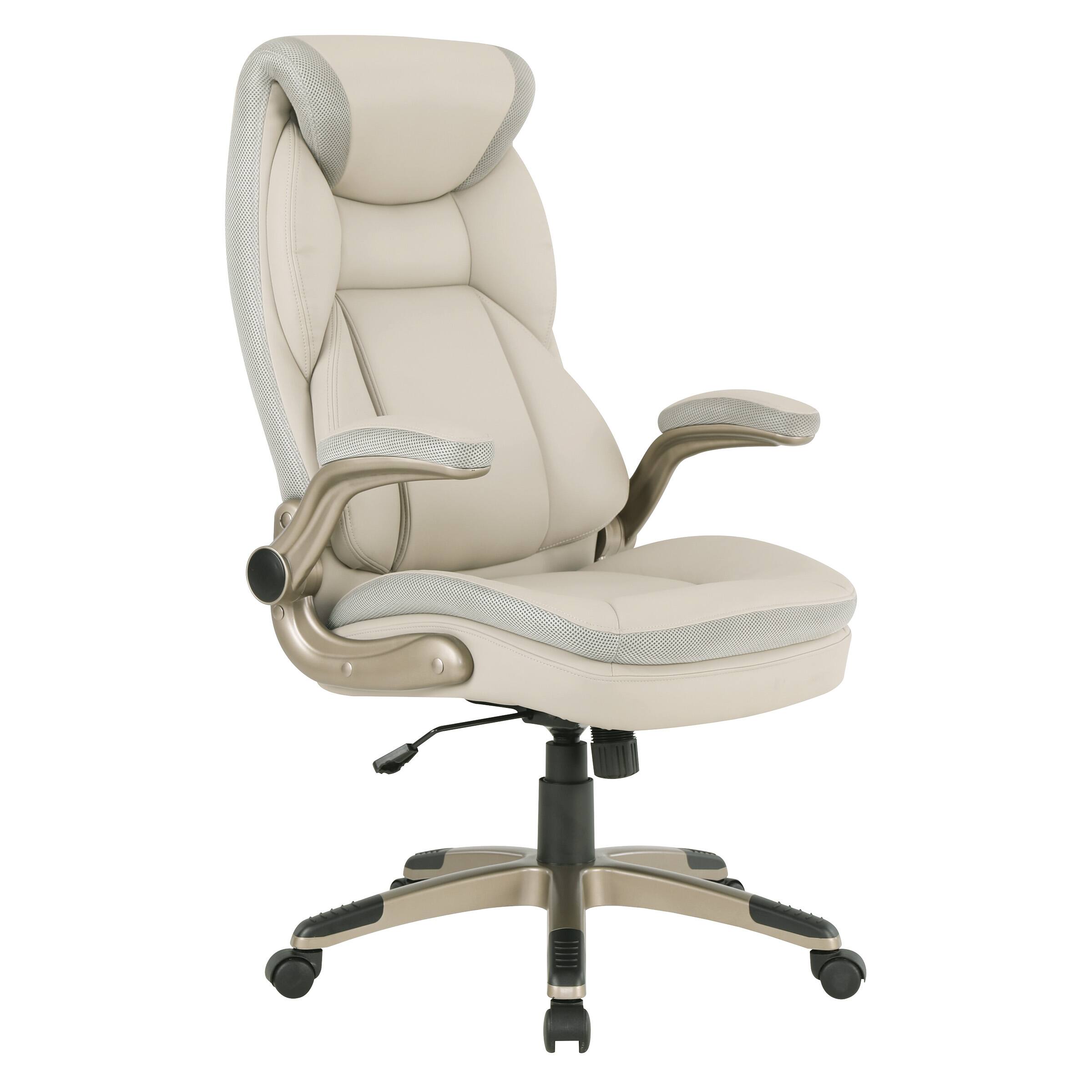 Angle. Office Star Products - Exec Bonded Lthr Office Chair - Taupe / Cocoa.