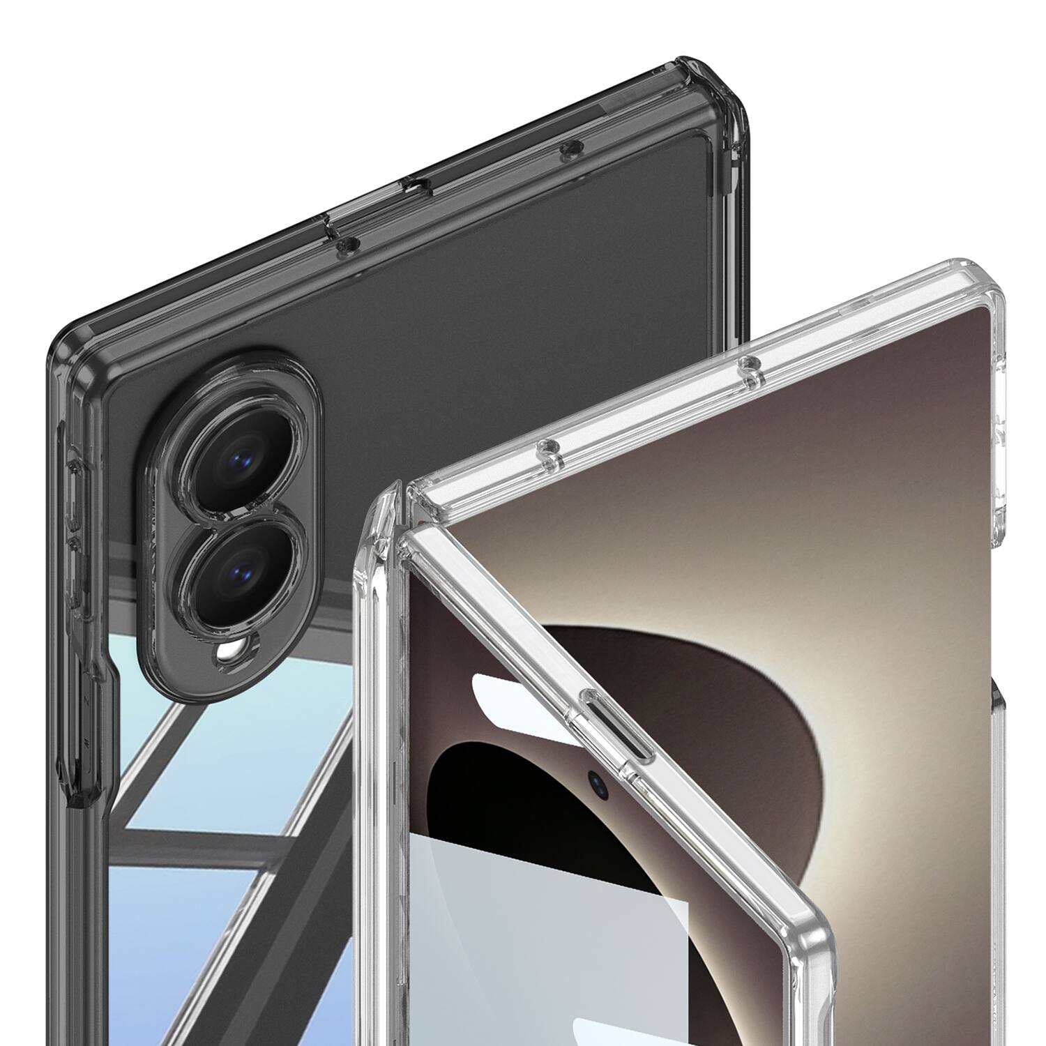 Alt View 2. Dteck - Hinge Protection Case for Samsung Galaxy Z Fold8 with Built-in Screen Protector,Slim Shock-Absorbent Rugged Clear Cover - Clear.