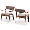 Front. Costway - PU Leather Dining Chair Set of 2 with Padded Seat & Back Armrests Rubber Wood Frame - Brown.